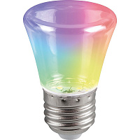 Лампа светодиодная Feron LB-372 Колокольчик прозрачный E27 1W RGB плавная смена цвета 38134