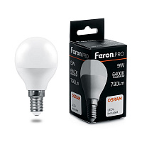 Лампа светодиодная Feron.PRO LB-1409 Шарик E14 9W 6400K 38079