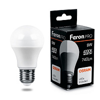 Лампа светодиодная Feron.PRO LB-1009 Шар E27 9W 4000K 38027