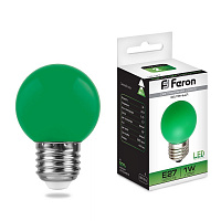 Лампа светодиодная Feron LB-37 Шарик E27 1W Зеленый 25117
